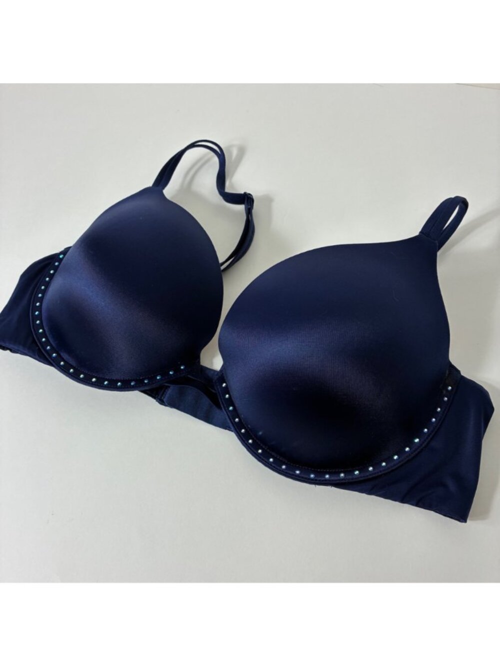 Victoria's Secret Very Sexy Sapphire Crystal Studded Push Up Bra 36C - Picture 5 of 9